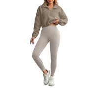 Ensemble Sport Polaire Femme 3 Pièces - Sweat à Col Montant Zippé, Débardeur et Pantalon de Training Chaud - Tenue de Fitness Confortable pour la Gym, Le Running ou Les Loisirs d'Intérieur