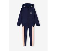 Ensemble sport sweat à capuche et legging fille matière tecnique marine 5A