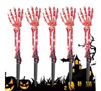 Ensemble Squelette éclairé d'halloween | 5 Jardin Bras Squelette | Décorations squelettes éclairés réalistes Violets et Rouges | Squelettes ajustés Hand Halloween Décoration Plein air