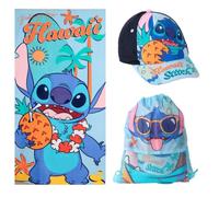 Ensemble Stitch Plage et Piscine : Serviette, Chapeau et Sac à Dos - Ensemble Stitch pour Enfants avec Chapeau, Serviette et Sac, d'été Complet pour garçons et Filles