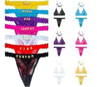 Ensemble string et soutien-gorge personnalisé - String personnalisé avec nom en strass, string personnalisé pour elle, string personnalisé pour elle, string personnalisé G, string nom G, taille unique