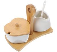 Ensemble Sucrier et Crémier Blanc avec Plateau en Céramique