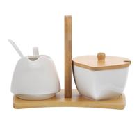Ensemble Sucrier et Crémier en Céramique Blanc, Lot avec Plateau