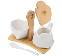 Ensemble Sucrier et Crémier en Céramique Blanc, Set avec Plateau