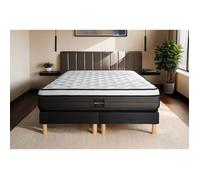 Ensemble Suite 180x200 Ressorts Ensaches, Memoire De Forme 5 Zones Double Sommier Noir