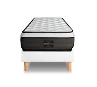 Ensemble Suite 80 x 190 cm sommier Kit Blanc - 26cm - Ressorts ensachs et mmoire de forme - Enveloppant - Sommier kit Blanc