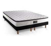 Prestige literie Ensemble Supérieur 160x200 Mémoire de Forme 3 Zones Double sommier Noir | Epaisseur : 21 cm | Confort : Ferme