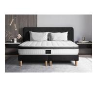 Ensemble matelas 200 x 200 cm Supérieur - Mousse à mémoire de forme - Ep : 21 cm - Ferme - sommier Noir G