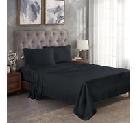 Ensemble supérieur de draps, 152 x 203 cm, uni 100% Modal de hêtre, Couche Simple, 300 Fils au Pouce carré, Noir,