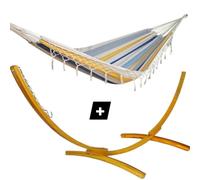 Ensemble support bois avec hamac à franges chic
