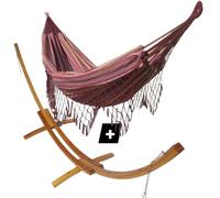 Ensemble support bois avec hamac à franges violet