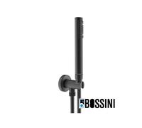 Ensemble support fixe avec prise d'eau, douchette et flexible noir mat BLACK & WHITE - BOSSINI C12002C073