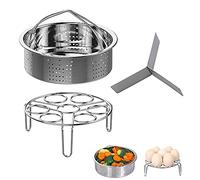 Ensemble Supports Vapeur, 3 Pièces Accessoires Autocuiseur, Comprenant Panier Vapeur Acier Inoxydable, Support Vapeur Oeufs, Support Vapeur Diviseur, pour Cuisine Catering Accessoires