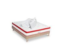 Ensemble Suprême 140x190 cm + sommier bois + accessoires - Mousse HD mémoire - Ep. 24 cm