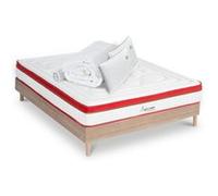 Ensemble Suprême 140x190 cm + sommier bois + accessoires - Mousse HD mémoire - Ép. 24 cm G