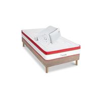 Ensemble Suprême 90x200 cm + sommier bois + accessoires - Mousse HD mémoire - Ep. 24 cm