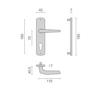 Ensemble sur petites plaques KROM HOME entraxe 70mm palière clé I chromé brillant - HERACLES - B-KROM-12