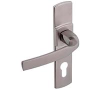 Vachette Ensemble de Poignée de Porte sur Plaque ARTIS - Version Clé I pour Porte d'Entrée, Cave, Abris de Jardin à Cylindre - Entraxe 195 mm - en Zamak Résistant - Garantie 10 Ans - Finition Platine