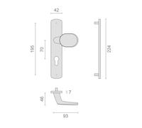 Ensemble sur plaque ELFE entraxe 195mm palière clé I noir mat - HERACLES - B-ELFE-09