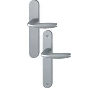 Ensemble sur plaque NEW YORK EA70 type bec de cane entraxe à 195 finition alu aspect inox HOPPE 3282007