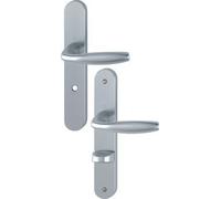 Ensemble sur plaque NEW YORK EA70 type condamnation entraxe à 195 finition alu aspect inox - HOPPE - 3282277