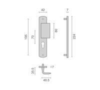 Ensemble sur plaque SALOME HOME entraxe 195mm palière clé I inox - HERACLES - B-SALOME-09