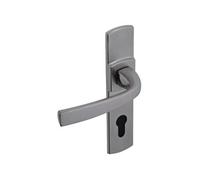 Vachette Set poignée porte sur petite plaque MUZE - Entraxe 165 mm - Zamak platine - Garantie 10 ans