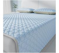 Ensemble Surmatelas Rafraîchissant en Latex 3 Pièces avec Sangles Élastiques Maintien Sécurisé À 360° Respirant Rafraîchissant Couverture D'été(Blue 1,120 * 200cm+1 Pillowcase)