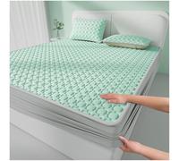 Ensemble Surmatelas Rafraîchissant en Latex 3 Pièces avec Sangles Élastiques Maintien Sécurisé À 360° Respirant Rafraîchissant Couverture D'été(Green 2,120 * 200cm+1 Pillowcase)