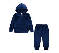Ensemble Survetement Enfant Garcon 1-8 Ans Sport Velours Hiver Sweats à Capuche garçon Manche Longue Veste Manteau Fille zippée avec Poches Pantalon Jogging Mode Decontracte (Navy, 3-4 Ans)