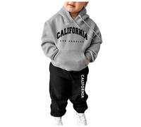 Ensemble Survetement Enfant Garcon 3-12 Ans Sport California Pull Sweat à Capuche Fille Los Angeles Manche Longue avec Poche Automne et Pantalon Jogging Enfant Garcon Decontracte (Grey, 4-5 Ans)