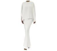 Ensemble Survetement Femme Ensemble Jupe Deux pièces pour Femmes,Costume 2 pièces,Capes élégantes avec Jupe Maxi,Tenues de soirée pour invités de Mariage(White,XL)