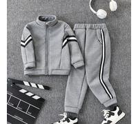 Ensemble survêtement garçon 4-7 ans, doublé thermique, confortable et mode casual, adapté pour les vacances, anniversaires, fêtes, porter au quotidien, en automne, printemps, hiver, à la maison. Compo