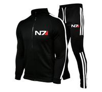 Ensemble Survêtement Homme, Veste Zippée À Capuche Et Pantalon Jogging, Tenue Sport Chaude La Salle Sport Et L’Entraînement, Vêtements Décontractés Pour Mass Effect N7,Black2-3x_l