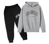 Ensemble sweat à capuche 2 pièces pour filles avec sweat à capuche et pantalon de survêtement pour l'automne pour tout-petits Los Angeles Californie Lettre de Los Angeles Californie Survêtement de