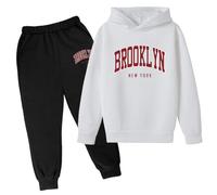 Ensemble Sweat à Capuche 2 pièces pour Filles avec Sweat à Capuche et Pantalon de survêtement pour l'automne Brooklyn New York Hiver Automne Ensemble de survêtement à Capuche