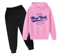 Ensemble sweat à capuche 2 pièces pour garçon avec pantalon de survêtement à capuche pour enfants, tenue graphique de New York, survêtement, pantalon de survêtement décontracté