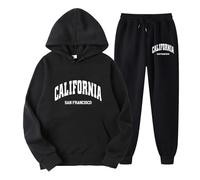 Ensemble sweat à capuche en coton pour femme - Ensemble chaud Los Angeles California - Pull et pantalon de jogging - Impression de lettres - Avec capuche - Confortable - Streetwear - Pour les loisirs