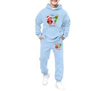 Ensemble Sweat à Capuche et Pantalon de Jogging imprimé Graphique pour Filles, Pull Polaire Confortable et Pantalon Assorti, Tenue d'hiver décontractée pour Enfants (Sky Blue, 13-14Years)
