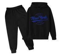 Ensemble sweat à capuche et pantalon de survêtement 2 pièces pour filles New York avec capuche pour sortir, tenue d'automne pour tout-petits, ensemble de sweat à capuche et pantalon de survêtement