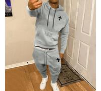 Ensemble Sweat À Capuche Et Pantalon Jogger Pour Homme Avec Poche Kangourou Imprimée Lettre Et Croix Et Cordon De Serrage L,M,S,XL,XXLAnimal,Blocs de couleurTissu tricoté