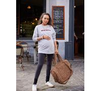 Ensemble sweat bisou mama et legging grossesse et postpartum gris chiné 42/44