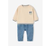VERTBAUDET Ensemble Sweat et Jean Bébé Garçon Coton Vanille 4A(104CM)