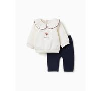 Ensemble Sweat Et Pantalon De Jogging En Coton Peigné Blanc 3/6M(60/67)