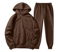Ensemble Sweat Homme Training Complet Survêtement À Capuche, avec Poche Kangourou Cordon Serrage À Taille Grandes Ample Pantalons Couleur Unie Gym Sportswear De Couple Tous Les Jours Automne