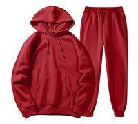 Ensemble Sweat Homme Training Complet Survêtement À Capuche, avec Poche Kangourou Cordon Serrage À Taille Grandes Ample Pantalons Couleur Unie Gym Sportswear De Couple Tous Les Jours Automne