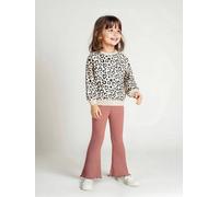 Ensemble sweat imprimé et legging flare fille bois de rose 4A
