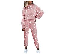 Ensemble Sweat Jogging Femme Chic Et Élégant - Pyjama Pantalon Survêtements Manches Longues Été - Blouse Imprimé 2024 Rose L