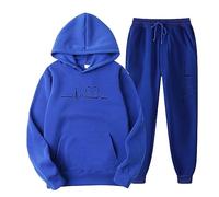 Ensemble Sweat Jogging Femme, Costume de Jogging pour Femme, Sweat à Capuche, Pantalon avec Poches de survêtement, Haut A Manche Longues, 2 PièCe Grande Taille, Costume imprimé Battement de cœur