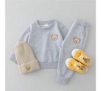 Ensemble Sweat-shirt à capuche et pantalon imprimé d'un ourson de dessin animé unicolore pour bébé garçon, printemps/automne, ne comprend pas les chaussures et le chapeau 6Y,4Y,5Y,6-9M,9-12M,12-18M,18